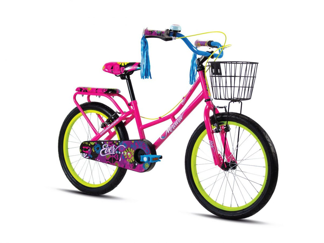 BICICLETA MERCURIO MODELO EVERGREEN R20  AZUL/ROSA/VERDE